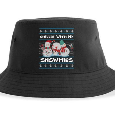 Chillin With My Snowmies Ugly Christmas Sustainable Bucket Hat