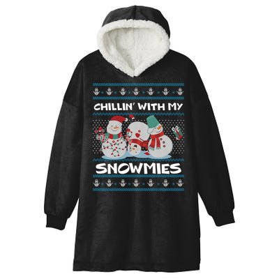 Chillin' With My Snowmies Ugly Christmas Hooded Wearable Blanket