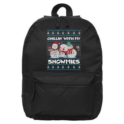 Chillin' With My Snowmies Ugly Christmas 16 in Basic Backpack