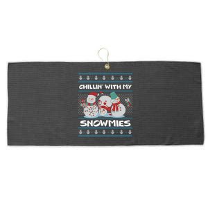 Chillin With My Snowmies Ugly Christmas Large Microfiber Waffle Golf Towel