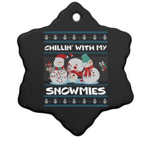 Chillin' With My Snowmies Ugly Christmas Ceramic Star Ornament