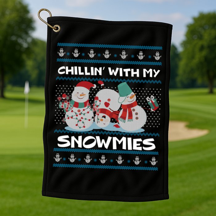 Chillin With My Snowmies Ugly Christmas Golf Towel