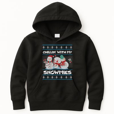 Chillin' With My Snowmies Ugly Christmas Kids Hoodie
