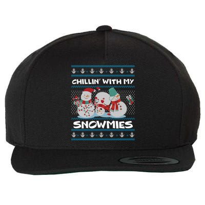 Chillin With My Snowmies Ugly Christmas Wool Snapback Cap