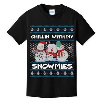 Chillin' With My Snowmies Ugly Christmas Kids T-Shirt