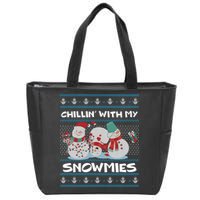 Chillin' With My Snowmies Ugly Christmas Zip Tote Bag