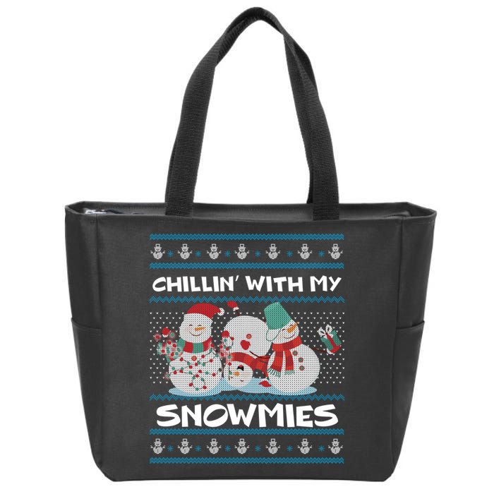 Chillin' With My Snowmies Ugly Christmas Zip Tote Bag