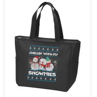 Chillin' With My Snowmies Ugly Christmas Zip Tote Bag