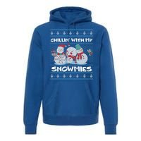 Chillin With My Snowmies Ugly Christmas Premium Hoodie