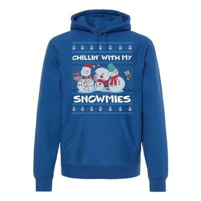 Chillin With My Snowmies Ugly Christmas Premium Hoodie