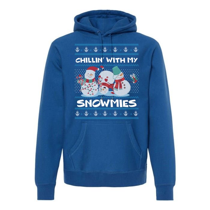 Chillin With My Snowmies Ugly Christmas Premium Hoodie