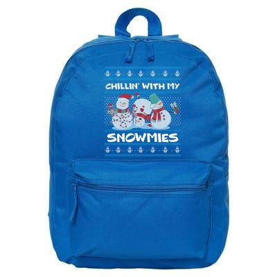 Chillin With My Snowmies Ugly Christmas 16 in Basic Backpack