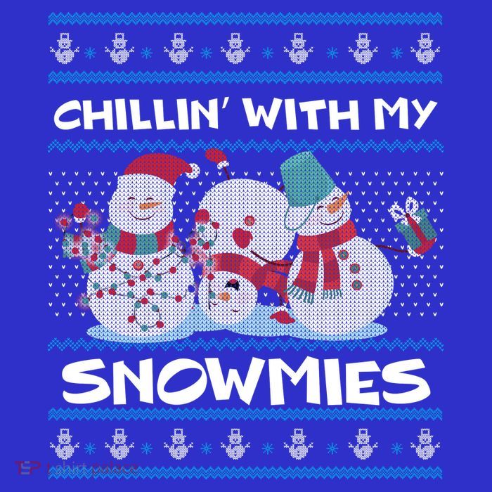 Chillin With My Snowmies Ugly Christmas Pom Pom 12in Knit Beanie