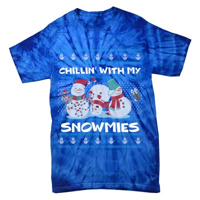 Chillin With My Snowmies Ugly Christmas Tie-Dye T-Shirt