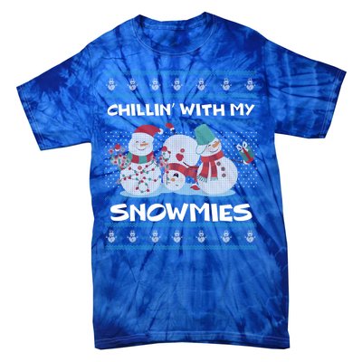 Chillin With My Snowmies Ugly Christmas Tie-Dye T-Shirt