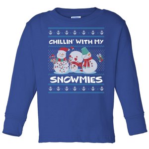 Chillin With My Snowmies Ugly Christmas Toddler Long Sleeve Shirt