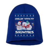 Chillin With My Snowmies Ugly Christmas Short Acrylic Beanie