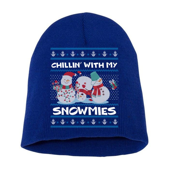 Chillin With My Snowmies Ugly Christmas Short Acrylic Beanie