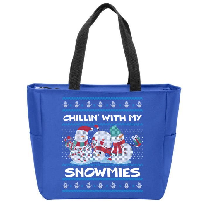 Chillin With My Snowmies Ugly Christmas Zip Tote Bag