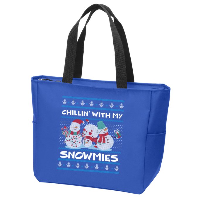 Chillin With My Snowmies Ugly Christmas Zip Tote Bag