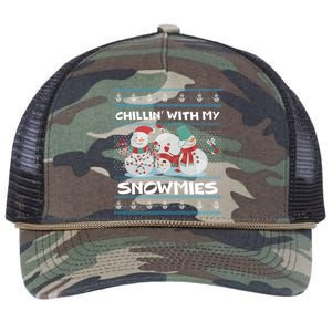 Chillin With My Snowmies Ugly Christmas Retro Rope Trucker Hat Cap