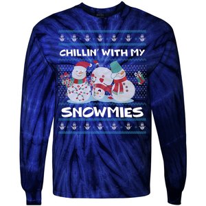 Chillin' With My Snowmies Ugly Christmas Tie-Dye Long Sleeve Shirt