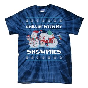 Chillin' With My Snowmies Ugly Christmas Tie-Dye T-Shirt