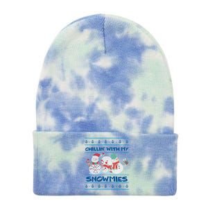 Chillin' With My Snowmies Ugly Christmas Tie Dye 12in Knit Beanie