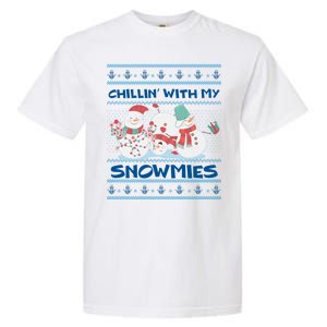 Chillin' With My Snowmies Ugly Christmas Garment-Dyed Heavyweight T-Shirt