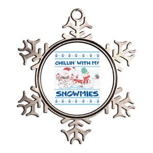 Chillin' With My Snowmies Ugly Christmas Metallic Star Ornament