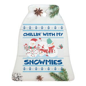 Chillin' With My Snowmies Ugly Christmas Ceramic Bell Ornament