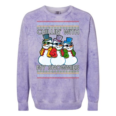 Chillin' With My Snowmies Ugly Christmas Sweater Colorblast Crewneck Sweatshirt