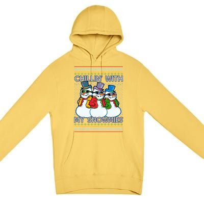 Chillin' With My Snowmies Ugly Christmas Sweater Premium Pullover Hoodie