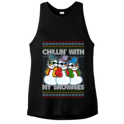 Chillin' With My Snowmies Ugly Christmas Sweater Ladies PosiCharge Tri-Blend Wicking Tank