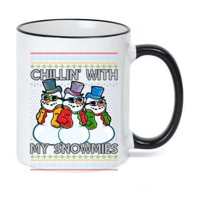 Chillin' With My Snowmies Ugly Christmas Sweater 11oz Black Color Changing Mug