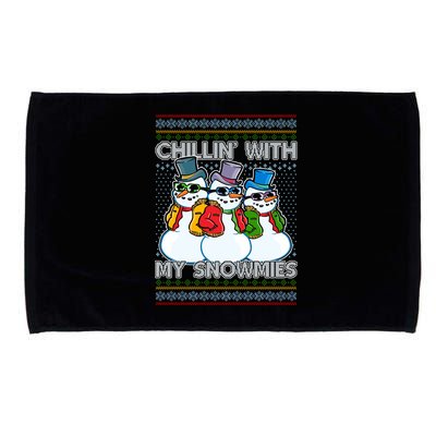 Chillin' With My Snowmies Ugly Christmas Sweater Microfiber Hand Towel