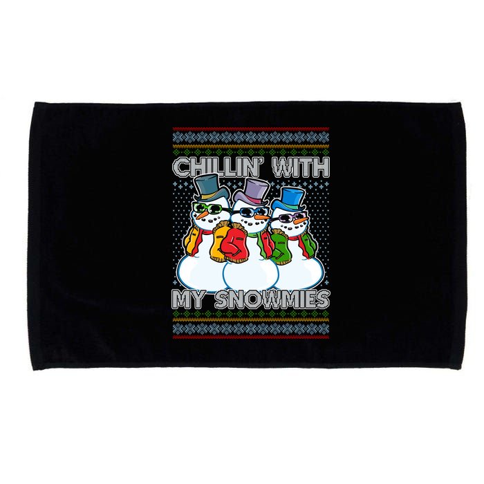 Chillin' With My Snowmies Ugly Christmas Sweater Microfiber Hand Towel