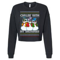 Chillin' With My Snowmies Ugly Christmas Sweater Cropped Pullover Crew