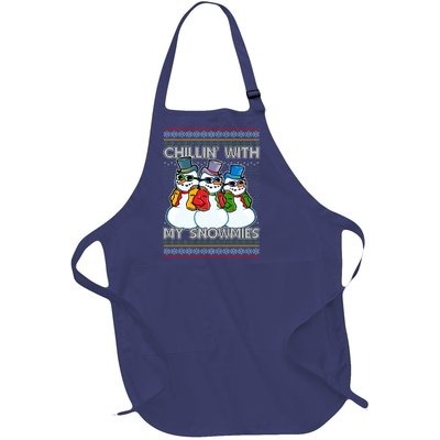 Chillin' With My Snowmies Ugly Christmas Sweater Full-Length Apron With Pockets