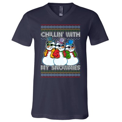 Chillin' With My Snowmies Ugly Christmas Sweater V-Neck T-Shirt