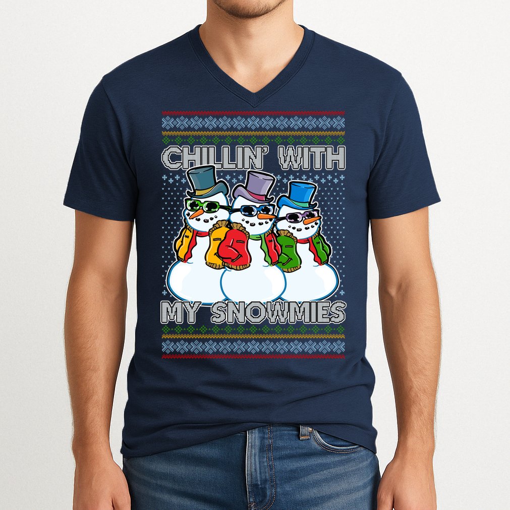 Chillin' With My Snowmies Ugly Christmas Sweater V-Neck T-Shirt