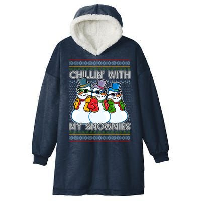 Chillin' With My Snowmies Ugly Christmas Sweater Hooded Wearable Blanket
