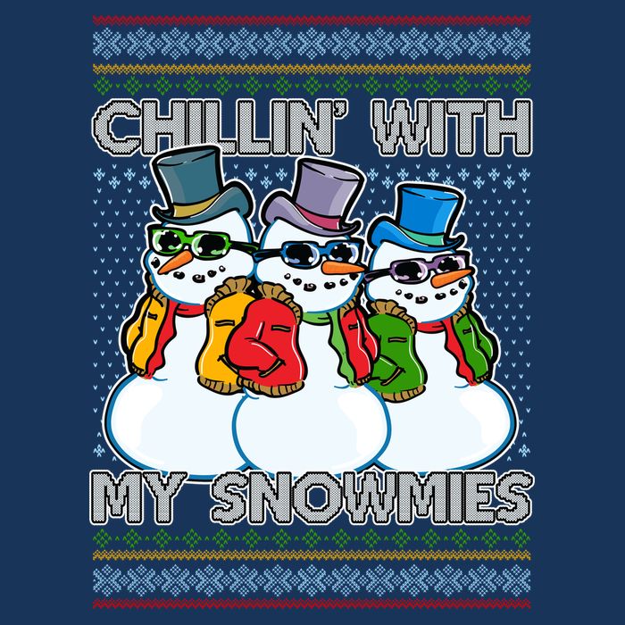 Chillin' With My Snowmies Ugly Christmas Sweater Flat Bill Trucker Hat