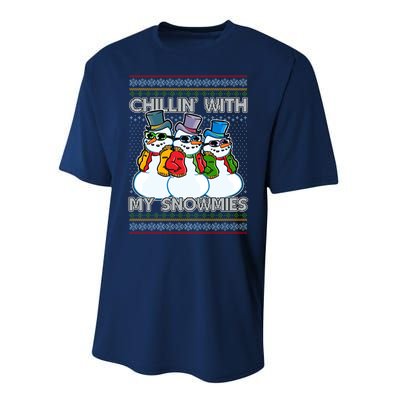 Chillin' With My Snowmies Ugly Christmas Sweater Performance Sprint T-Shirt