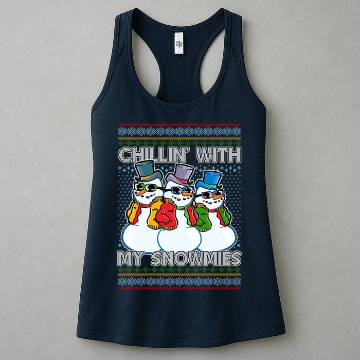 Chillin' With My Snowmies Ugly Christmas Sweater Womens Tank Top