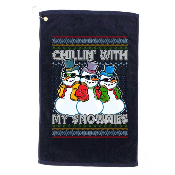 Chillin' With My Snowmies Ugly Christmas Sweater Golf Towel