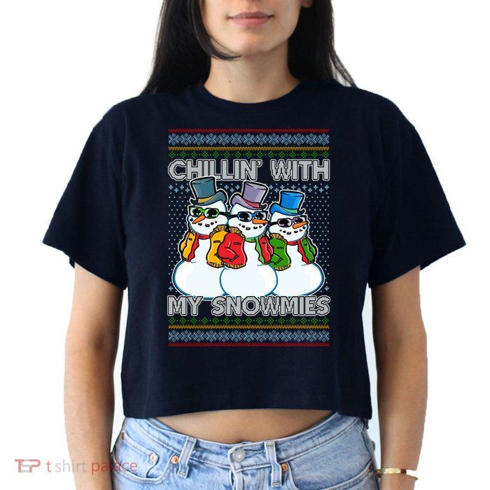 Chillin' With My Snowmies Ugly Christmas Sweater Crop Top