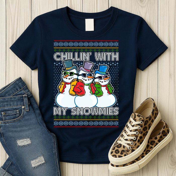 Chillin' With My Snowmies Ugly Christmas Sweater Womens T-Shirt