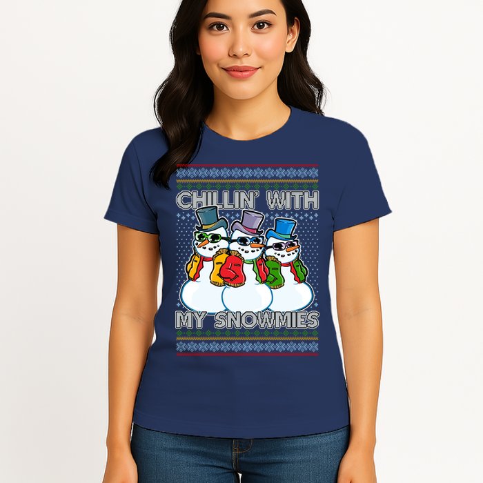 Chillin' With My Snowmies Ugly Christmas Sweater Womens T-Shirt
