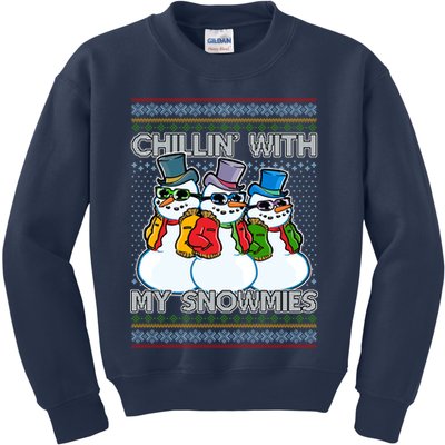 Chillin' With My Snowmies Ugly Christmas Sweater Kids Sweatshirt